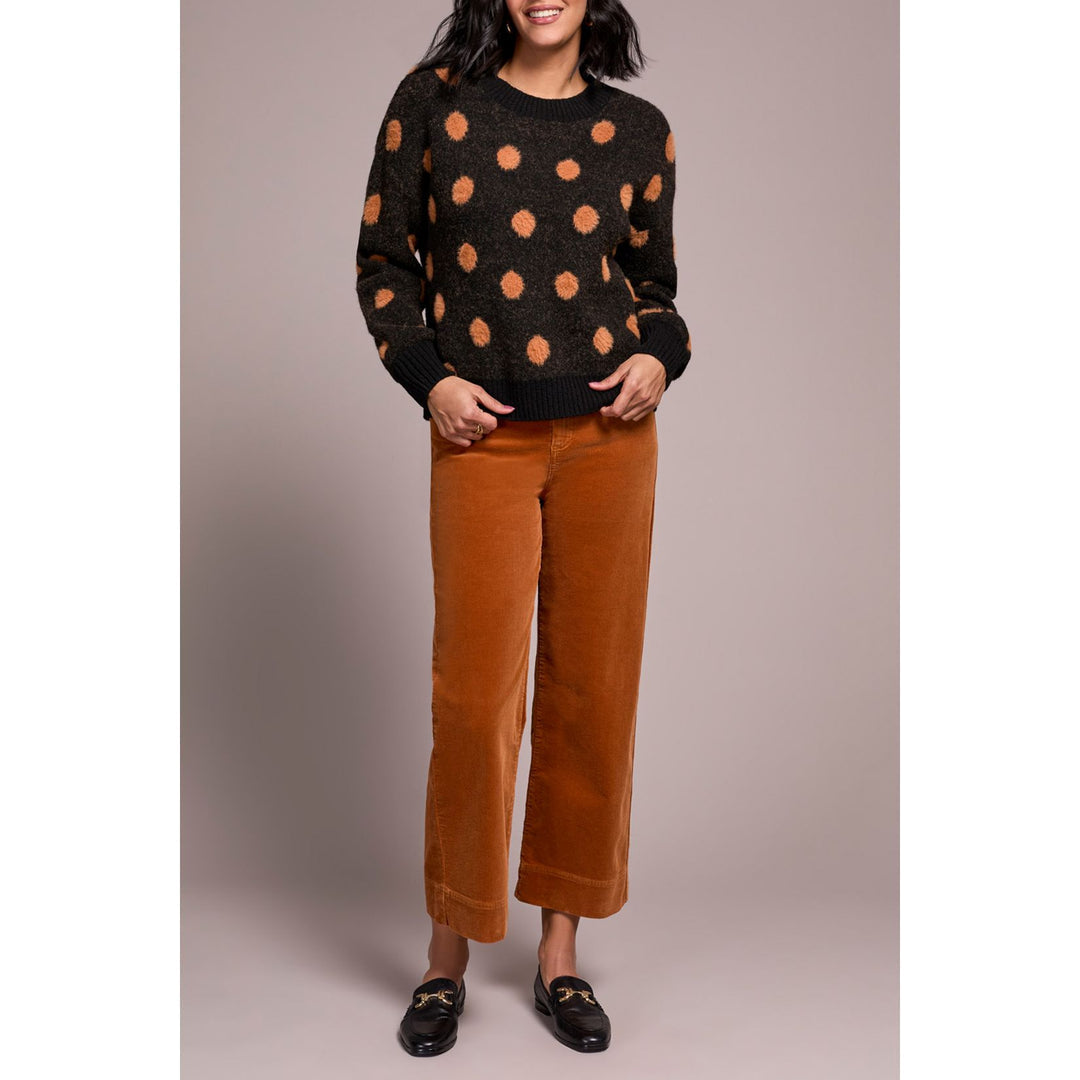Knit Eyelash Crew Neck Polka-Dot Sweater