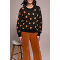 Knit Eyelash Crew Neck Polka-Dot Sweater