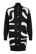 Monochrome Knit Jacket with Pockets and Sequin Trim