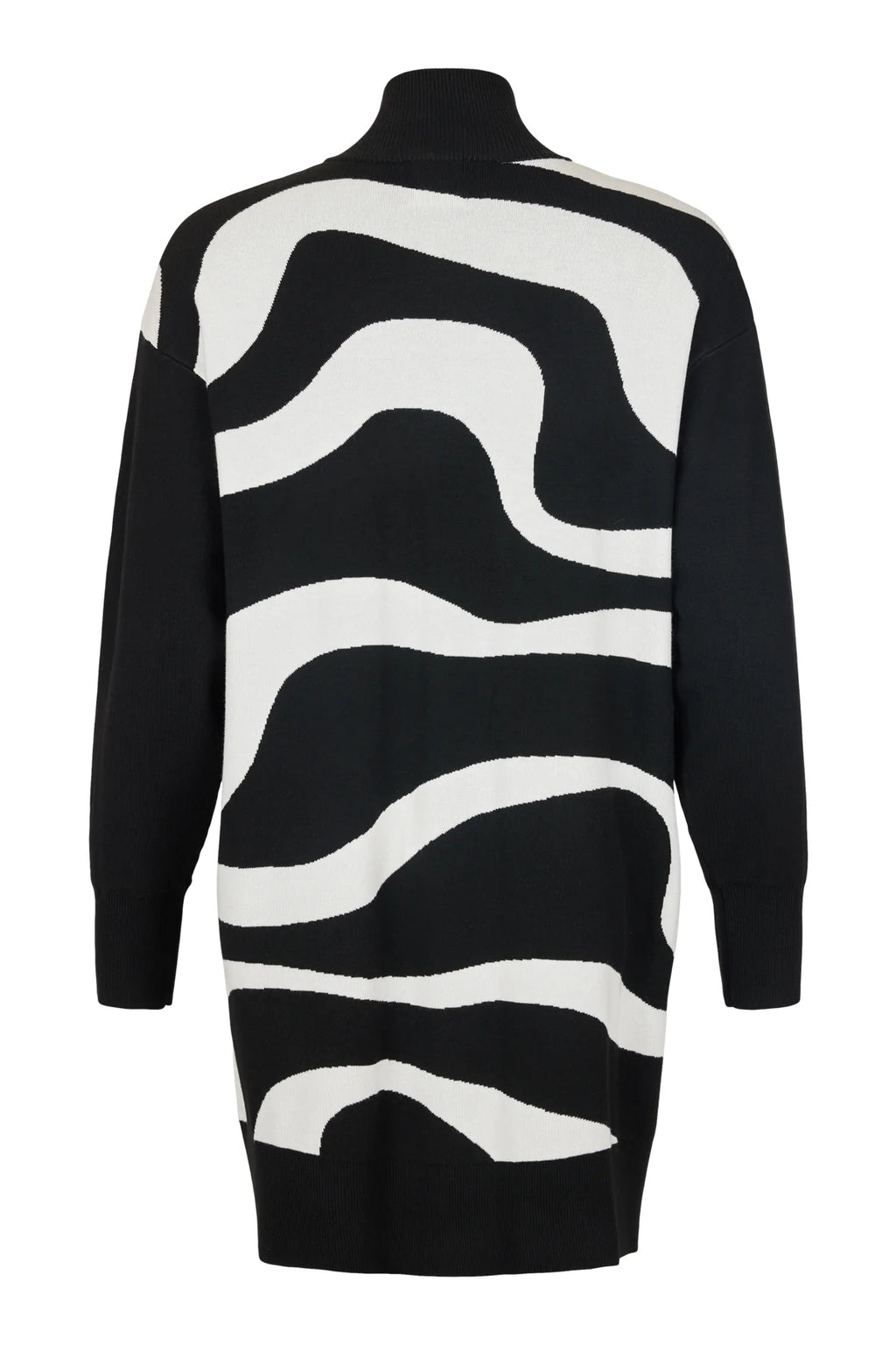 Monochrome Knit Jacket with Pockets and Sequin Trim