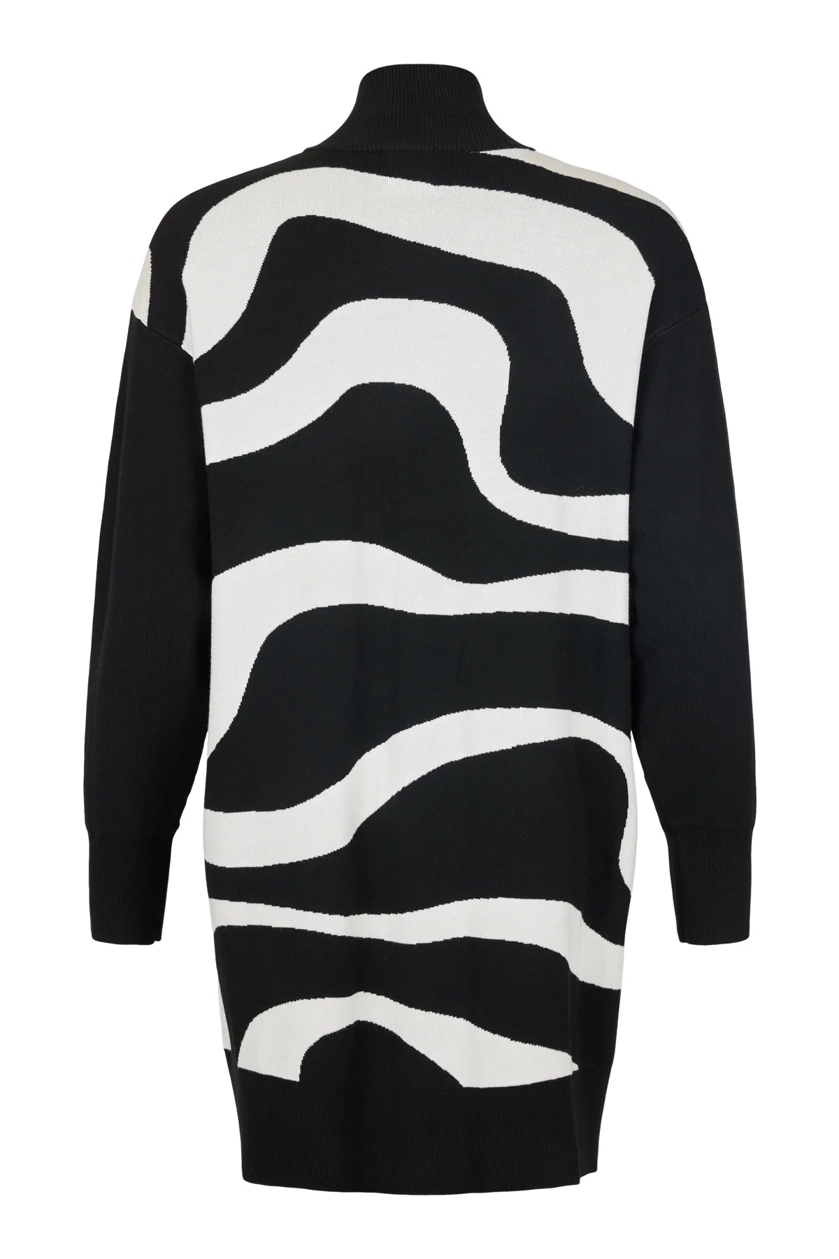 Monochrome Knit Jacket with Pockets and Sequin Trim