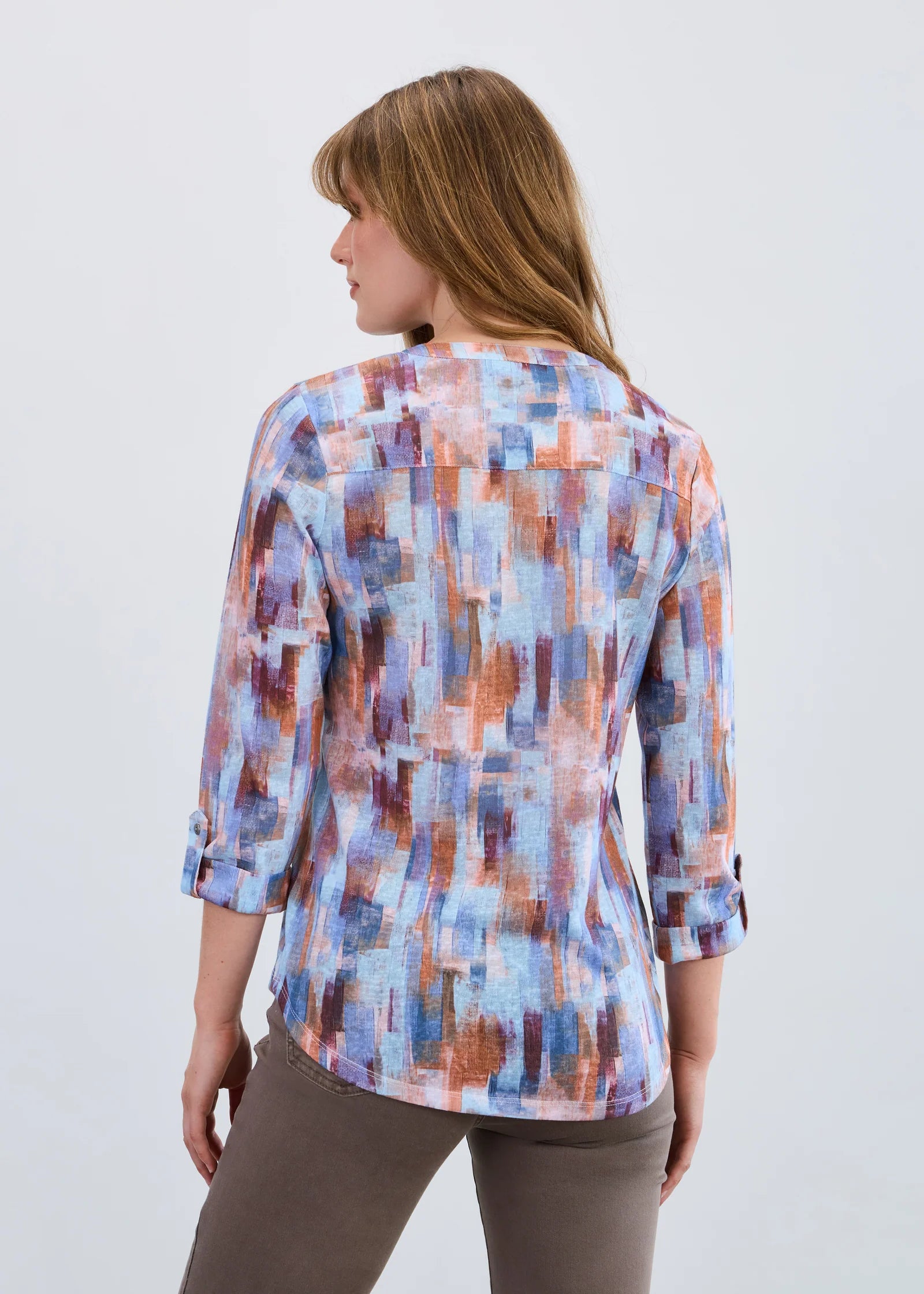 3/4 Sleeve Henley Top, Rookery