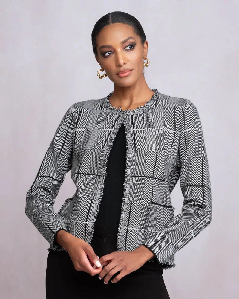 Black and White Fringe Jacket – Lizzy R Fashions