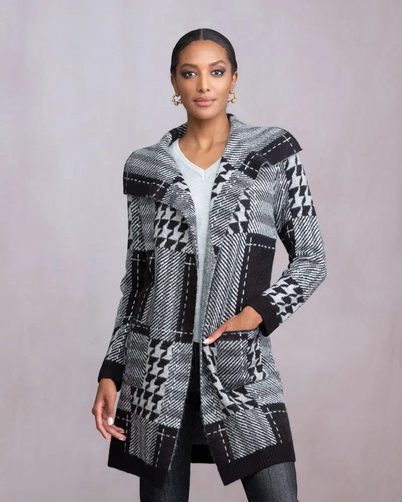 Long Plaid Cardigan