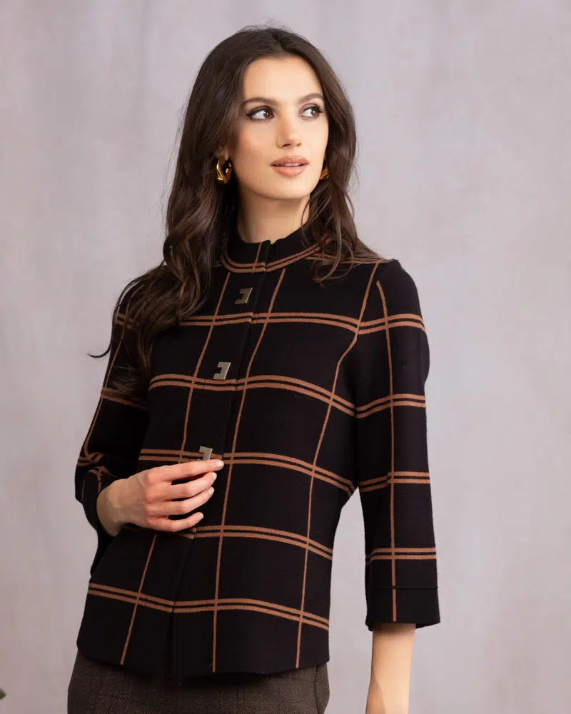 Black/Brown Print Knit Jacket