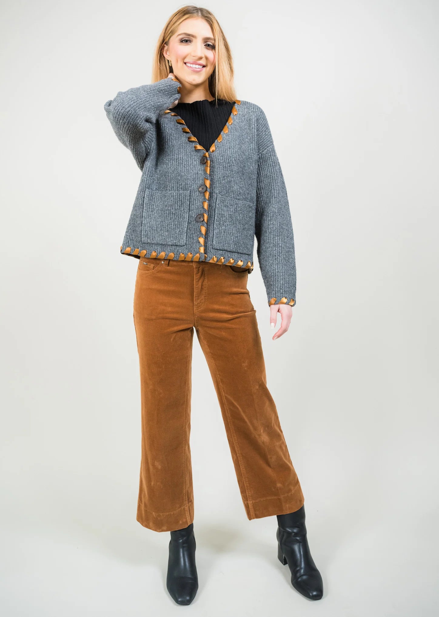 Corduroy 26" Wide Crop Pant