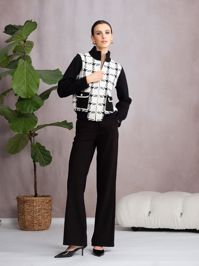 Check Zip Knit Jacket