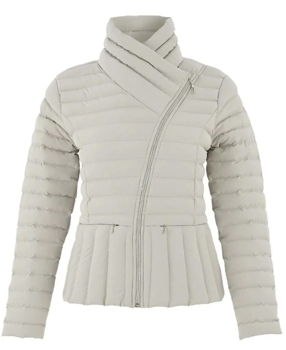 Short Puffer Crossover Collar Jacket (Winter White)